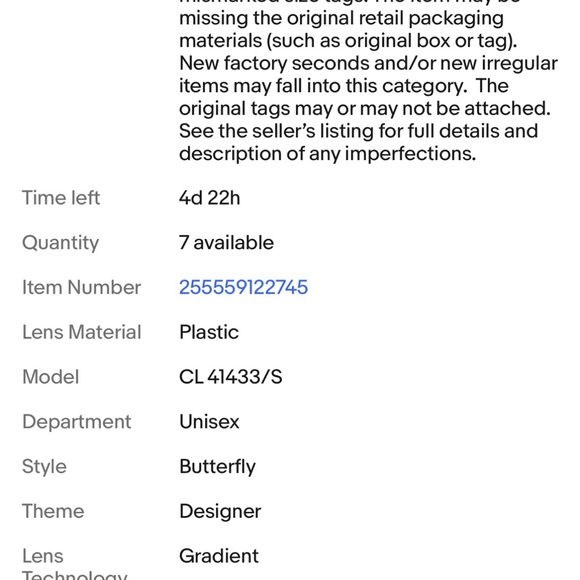 Celine CL 41433S OP 0AYC Z3 Rectangular Sunglasses NEW‼️100% Authentic - Picture 10 of 15